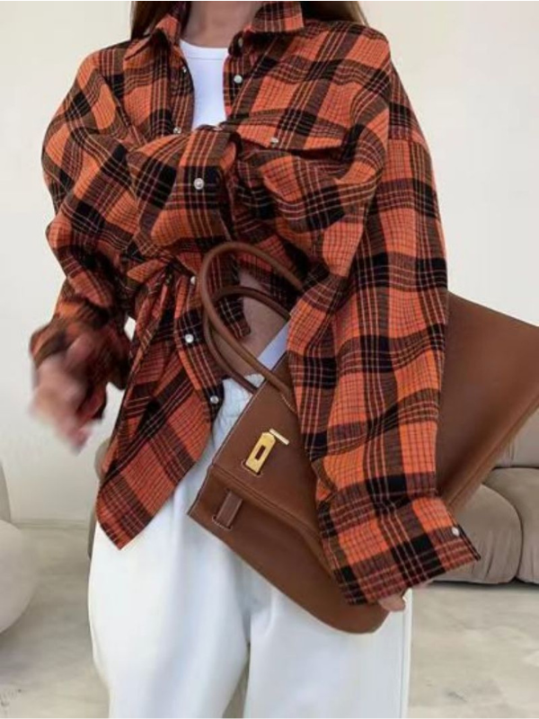Agnes - Dámský oversized kostkovaný top