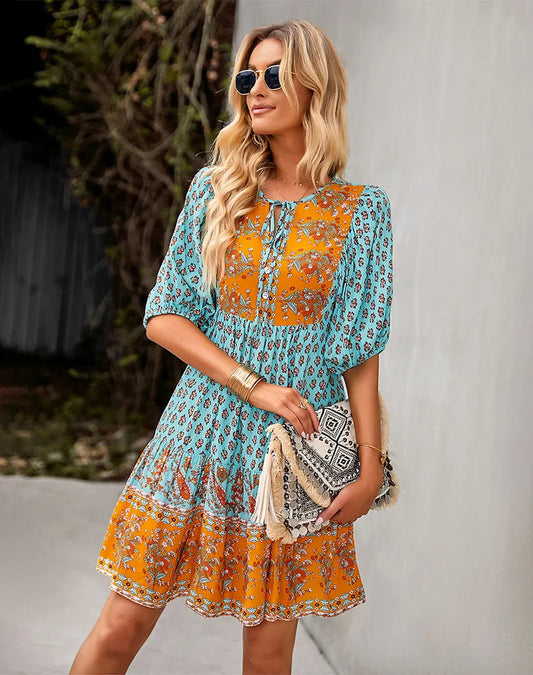 Cathy - Women's Bohemian Patchwork Dress - photo 2
