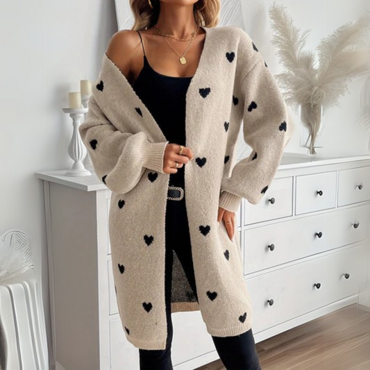 Amaia - Women's Heart Motif Cardigan - photo 2