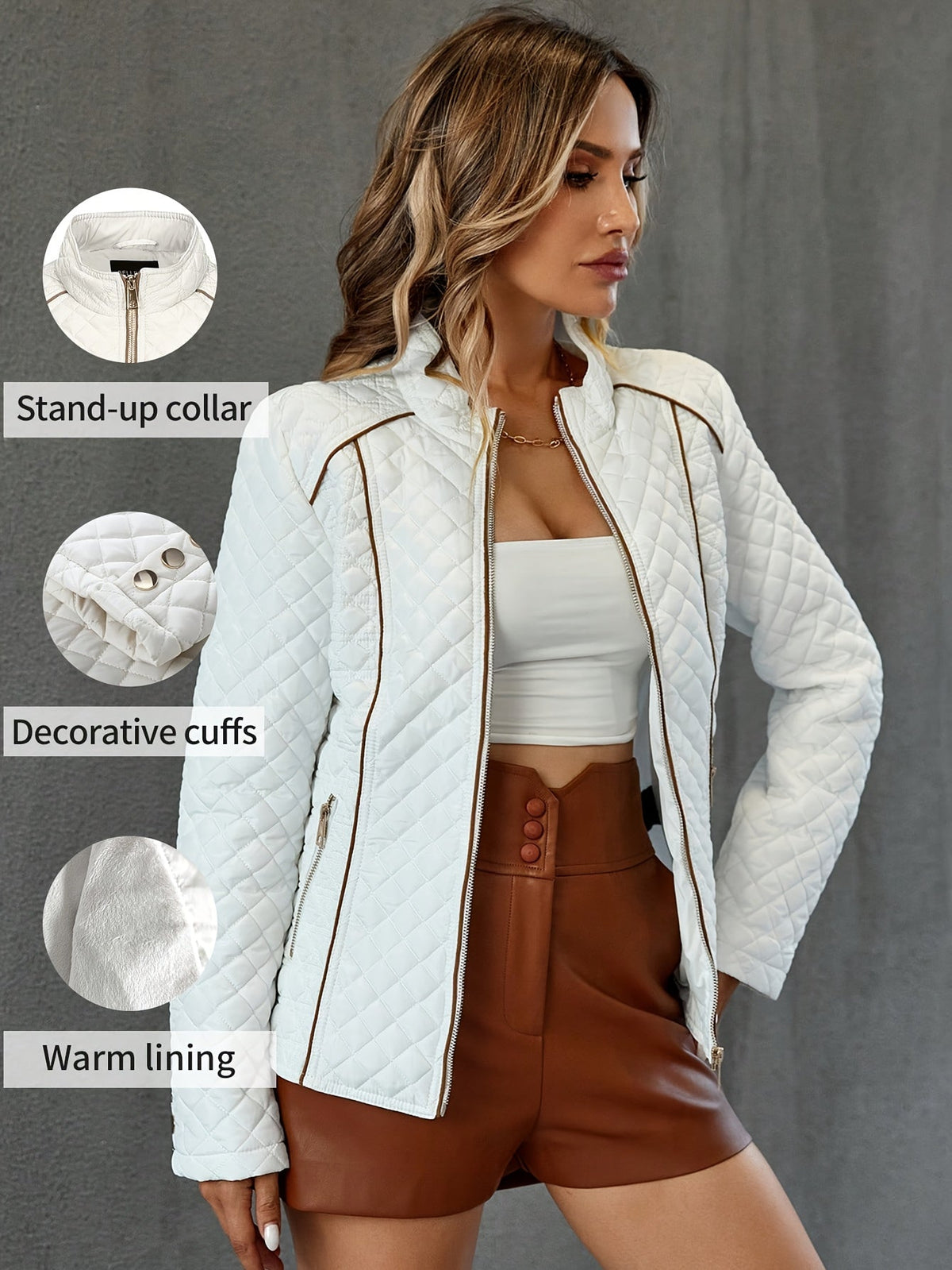 Lavinia - Women's Quilted Contrast Jacket - photo 8