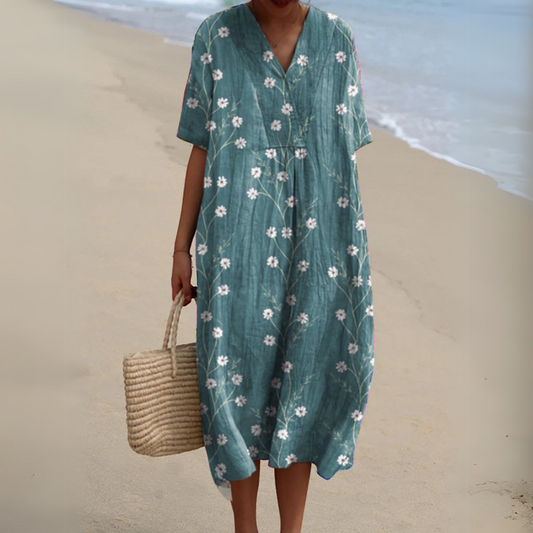 Corinne - Women's Midi V-neck Dress - photo 2