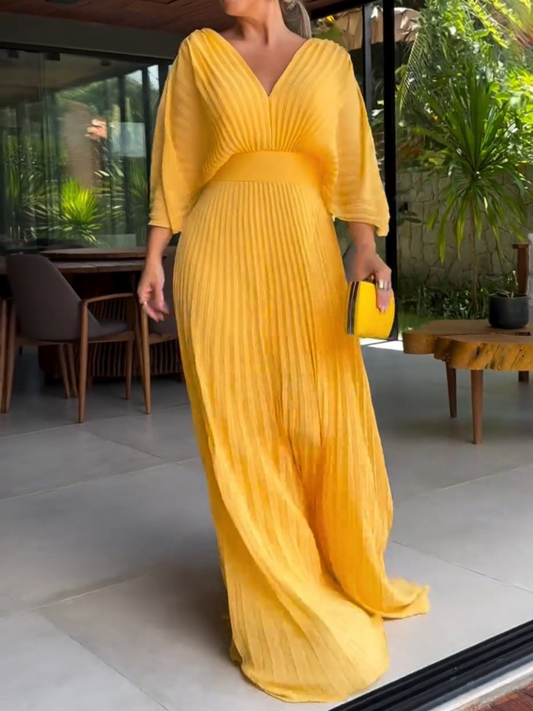 Zara - Abito maxi plissettato da donna