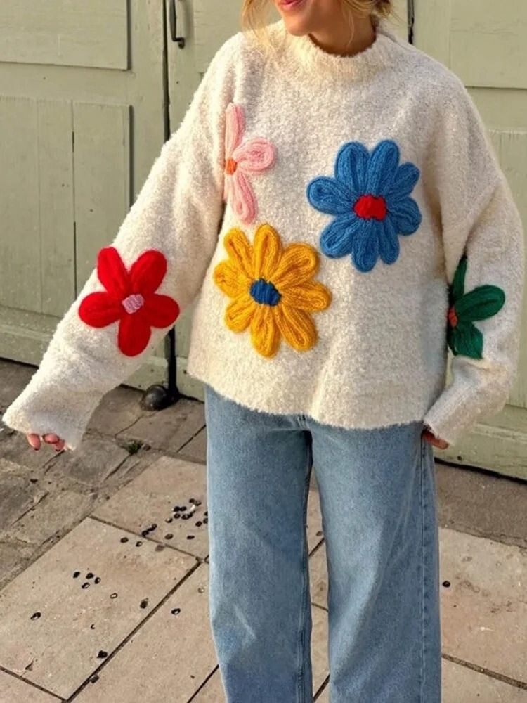 Zinnia - Women's Long Floral Sweater - photo 5