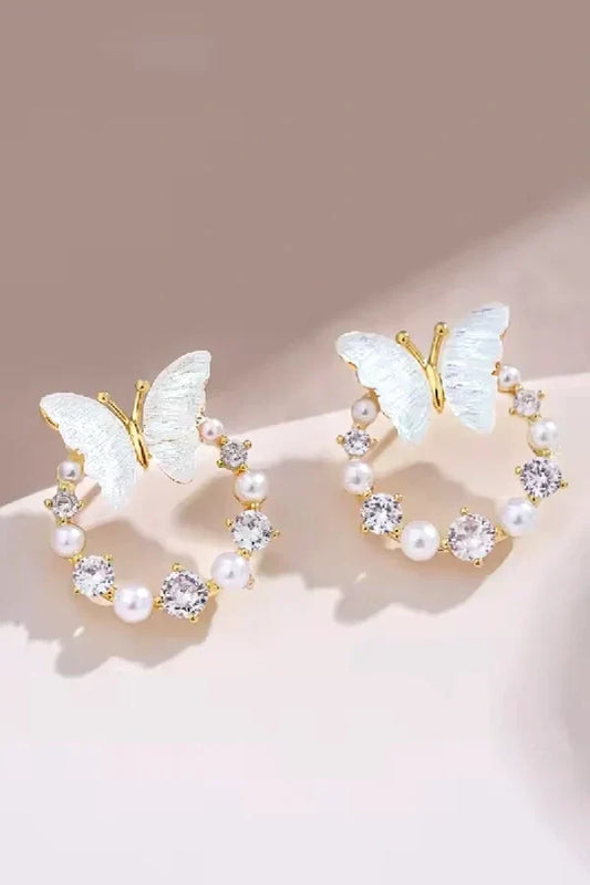 Amelia - Women's Timeless Pearl Butterfly Earrings - photo 2