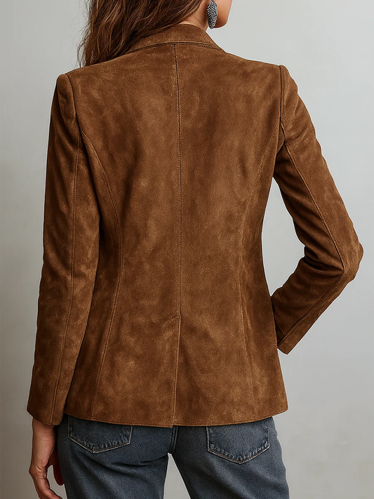 Ursula - Women's Suede Button-Down Blazer - photo 2