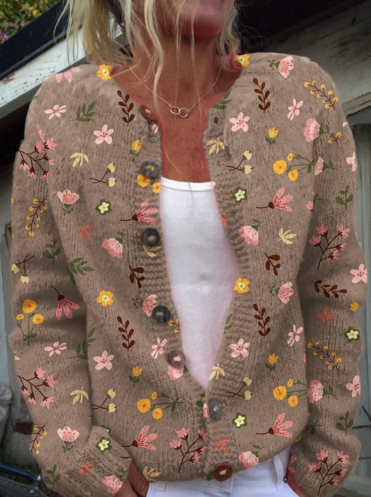 Lucienne - Women's Medium Floral Cardigan - photo 2