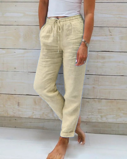 Hermine - Women's Straight Leg Linen Trousers - photo 2