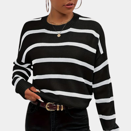 Courtney - Women's Striped Knit Classic Sweater - photo 2