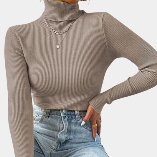 Clara - Women's Ribbed Turtleneck Sweater - photo 2