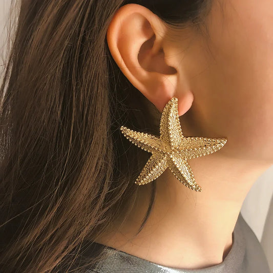 Toni - Women's Starfish Drop Earrings Gold Coastal Inspired - photo 2