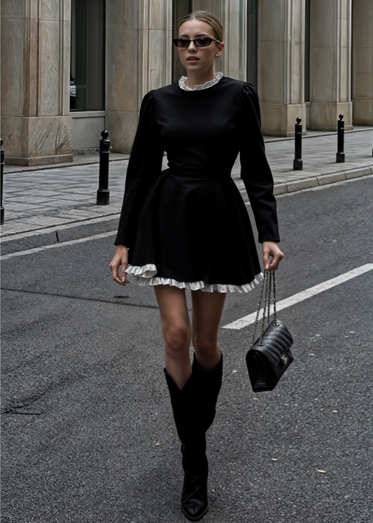 Evelyn - Women's Lace High-Waist Mini Dress - photo 2