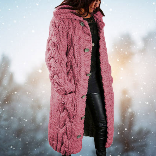 Hallie - Women's Hooded Cable Cardigan - photo 2