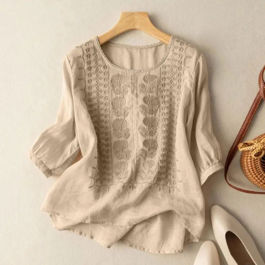 Hermine - Women's Cotton Embroidered Blouse - photo 2