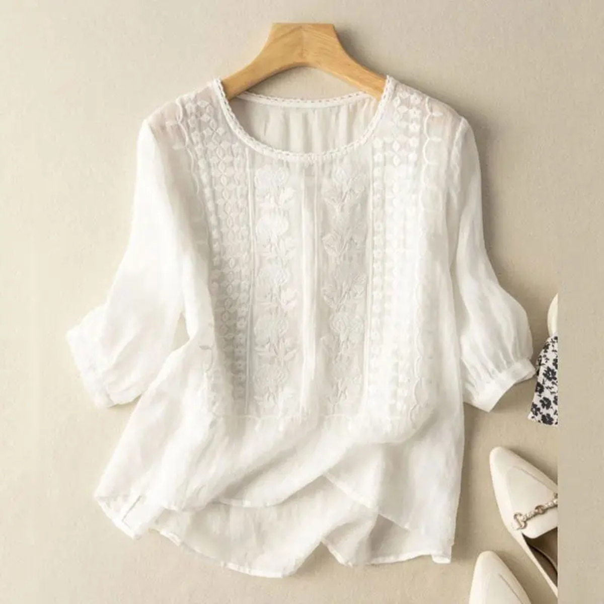 Hermine - Women's Cotton Embroidered Blouse - photo 5