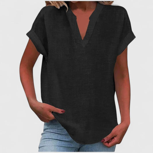 Quinn - Women's Linen Short Top - photo 2