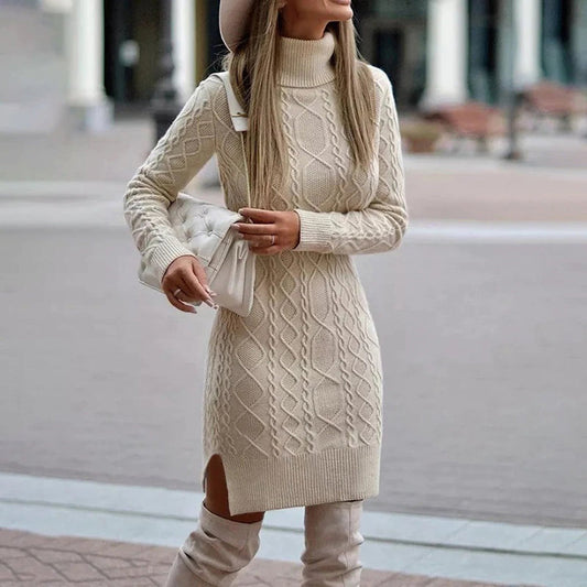 Samantha - Women's Turtleneck Knit Dress Cosy Stylish and Perfect for Cold Weather - photo 2