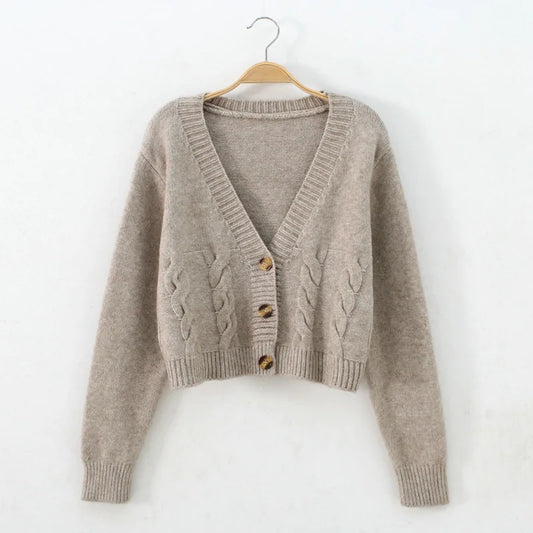 Ondine - Women's V-neck Cropped Cardigan - photo 2