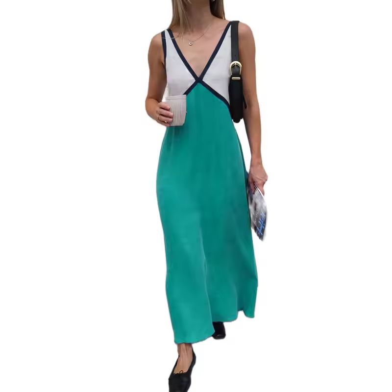 Clare - Women's V-neck contrasting colour dress - photo 25