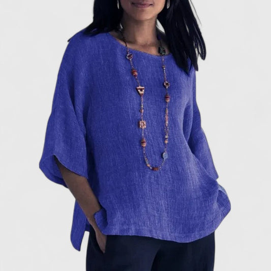 Tamsin - Women's Linen Round Blouse - photo 2