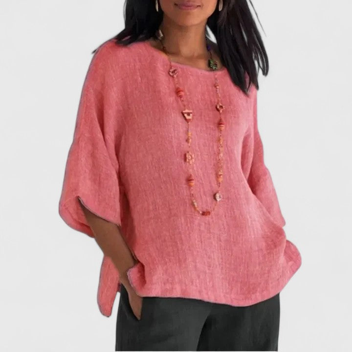 Tamsin - Women's Linen Round Blouse - photo 4