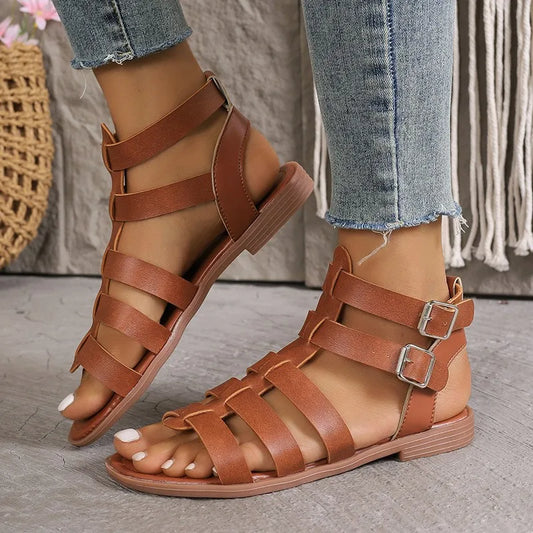 Myra - Women's Strappy Gladiator Sandals with Buckle Closure and Flat Sole - photo 2
