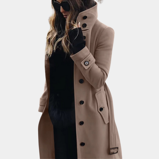 Zelda - Women's Lightweight High-Collar Trenchcoat - photo 2
