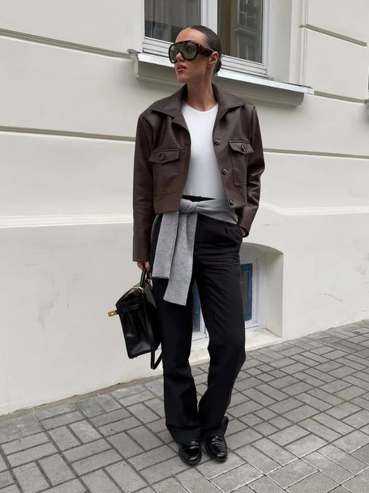 Rhiannon - Women's Cropped Biker Jacket - photo 2