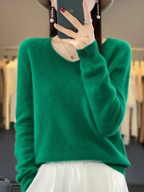Phyllis - Women's Relaxed V-Neck Sweater - photo 2