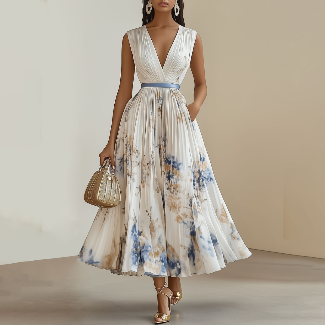 Adeline - Women's Floral Neckline Maxi Dress - photo 1