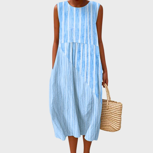 Eulalie - Women's Linen Tiered Midi Dress - photo 2
