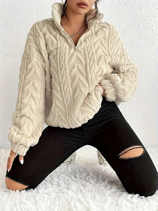 Dana - Women's Luxe Cable-Knit Fleece Sweatshirt - photo 2