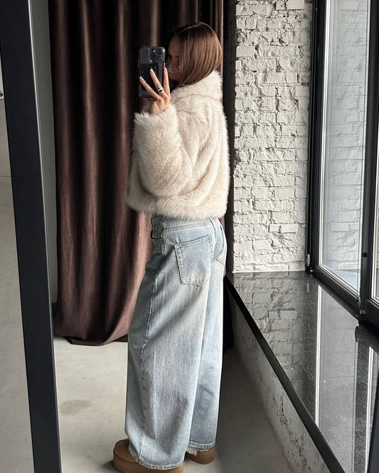 Eliane - Women's Cropped Fur Jacket - photo 2