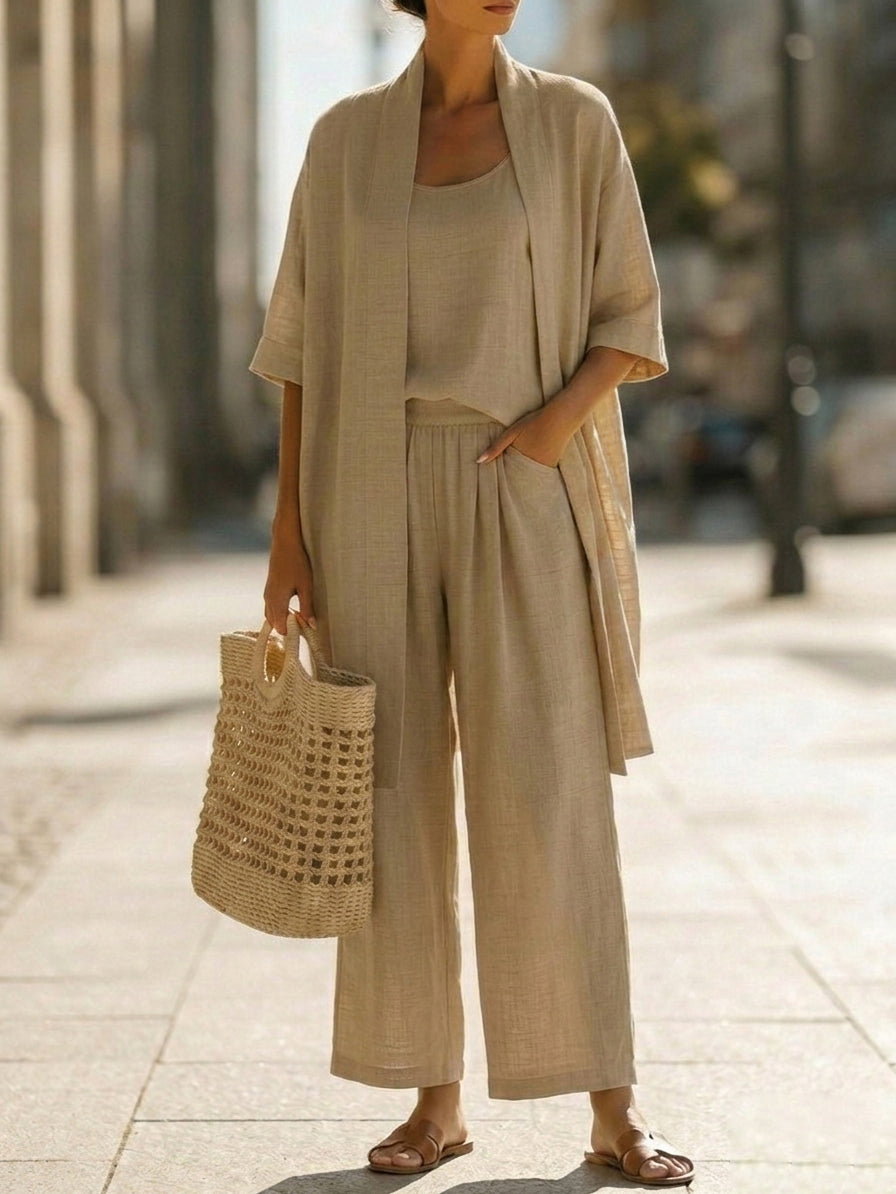 Lisbeth - Women's Tailored Linen Three-Piece Set - photo 12