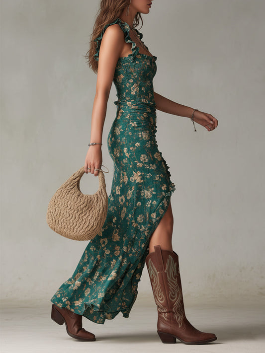 Wilhelmine - Women's Floral Ruffles Maxi Dress - photo 2