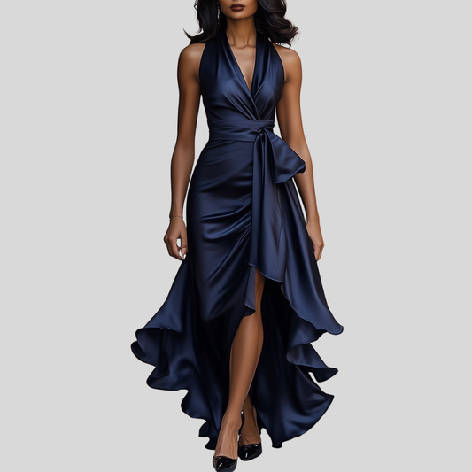 Ottilie - Women's Draped Satin Maxi Dress - photo 2