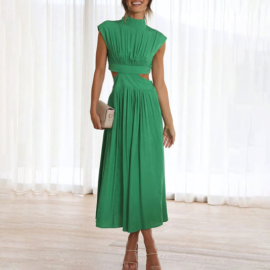 Doreen - Women's Pleated Dress with High Neck - photo 2