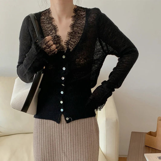 Opaline - Women's Knit Lace Sweater - photo 2