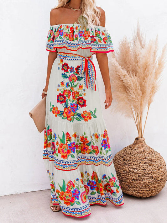 Ava - Women's Maxi Dress with Floral Print and Ruffled Details - photo 2