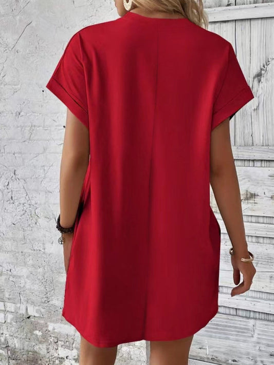 Aspen - Women's Loose Fit Pocket Dress with Round Neck and Short Sleeves - photo 2