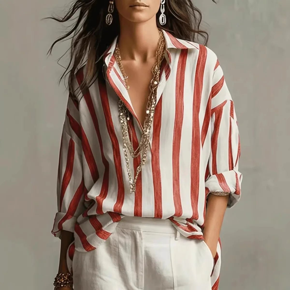 Clemence - Women's Vertical Striped Blouse - photo 3