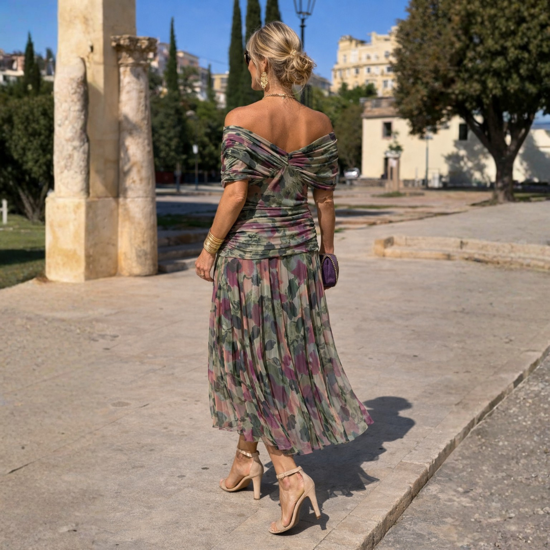 Cleo - Women's Gathered V-Neck Dress - photo 12