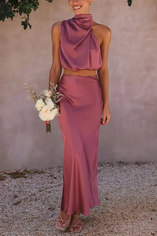 Nerissa - Women's Draped Maxi Two-Piece Set - photo 2