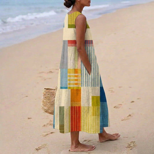 Genevieve - Women's Patchwork Midi Dress - photo 2