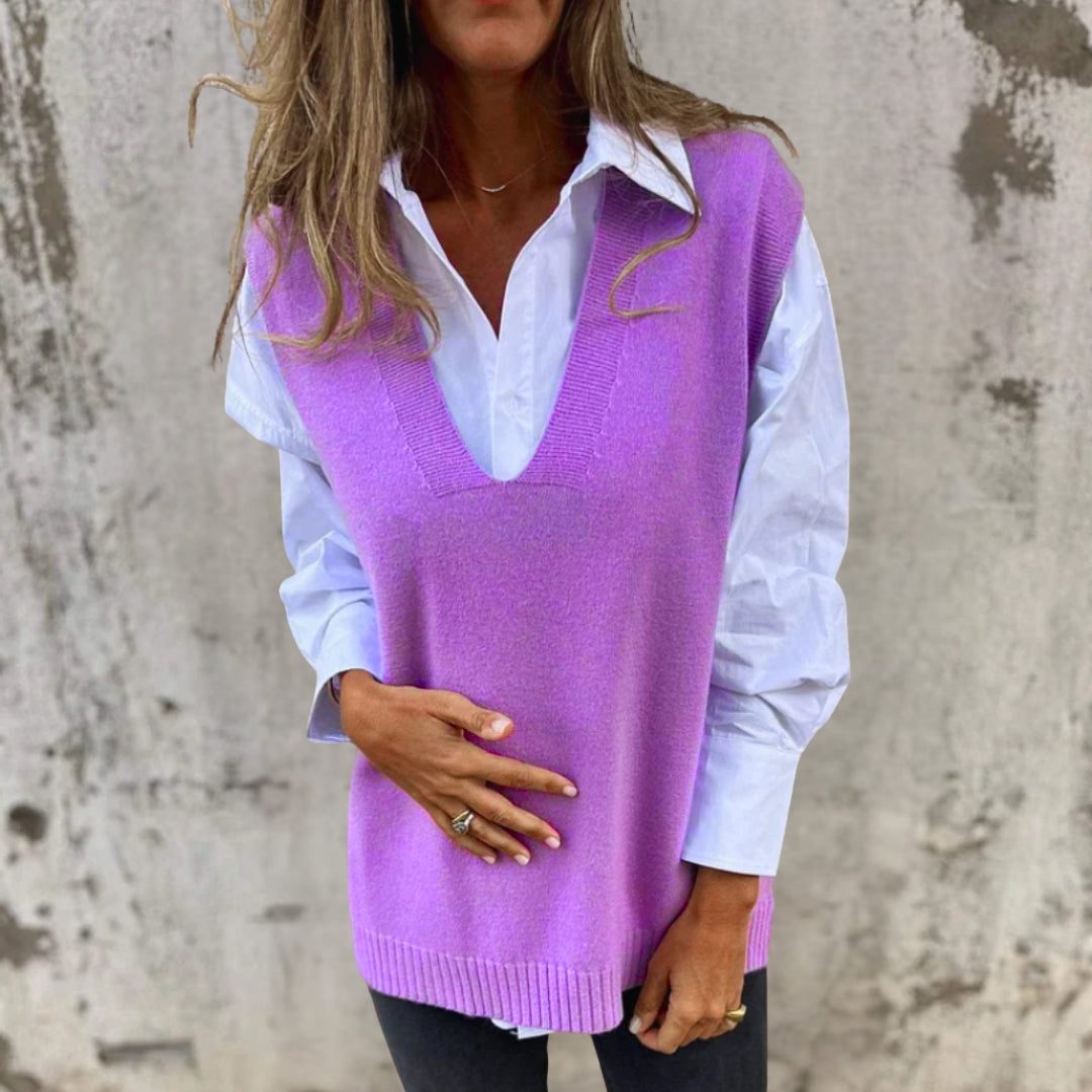 Serena - Women's Oversized V-Neck Sweater - photo 5
