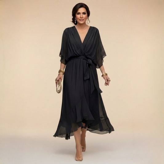 Tamsin - Women's Belted Chiffon Midi Dress - photo 2
