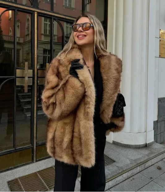 Thea - Women's Cropped Fur Blazer - photo 2