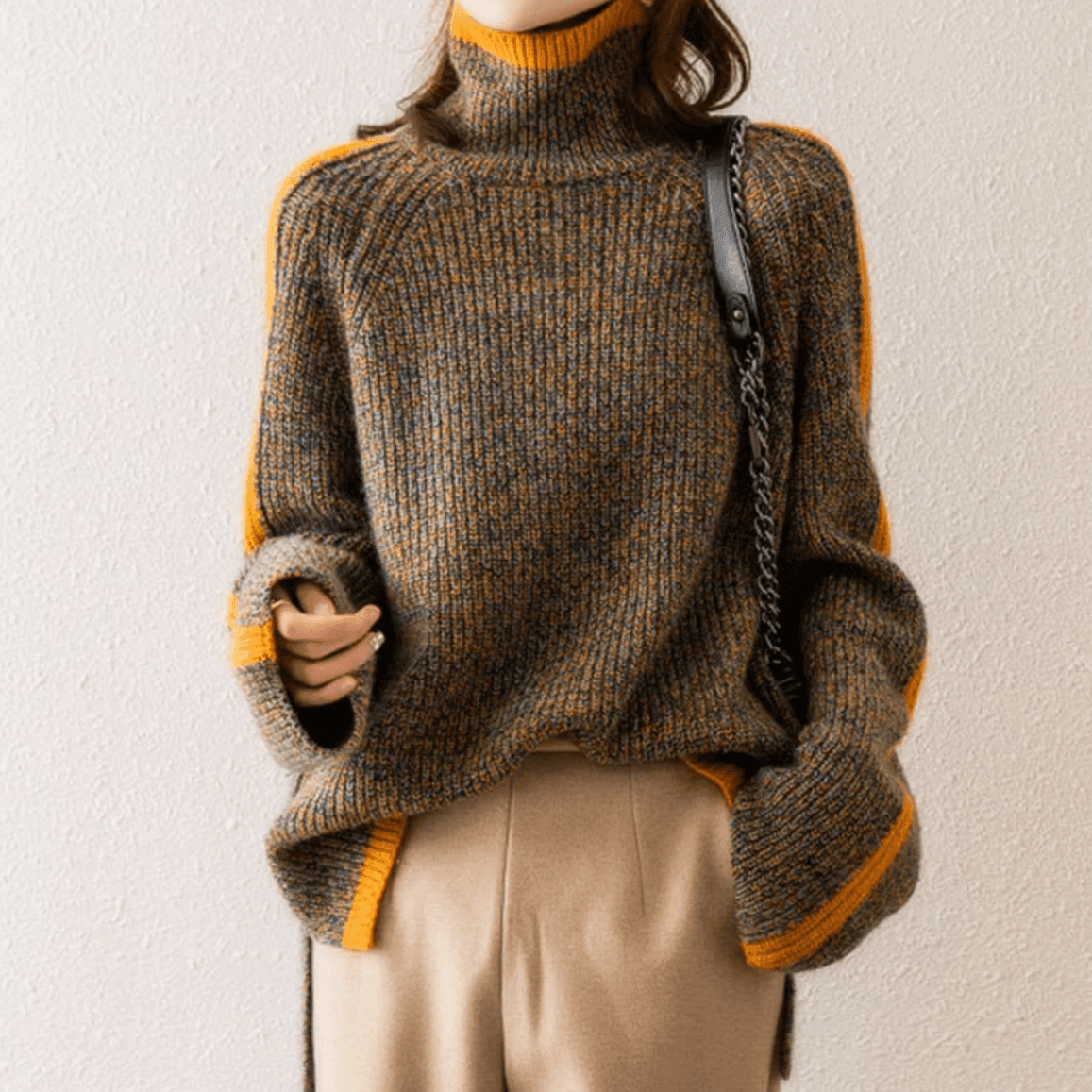 Lucienne - Women's Mixed Knit Sweater - photo 5
