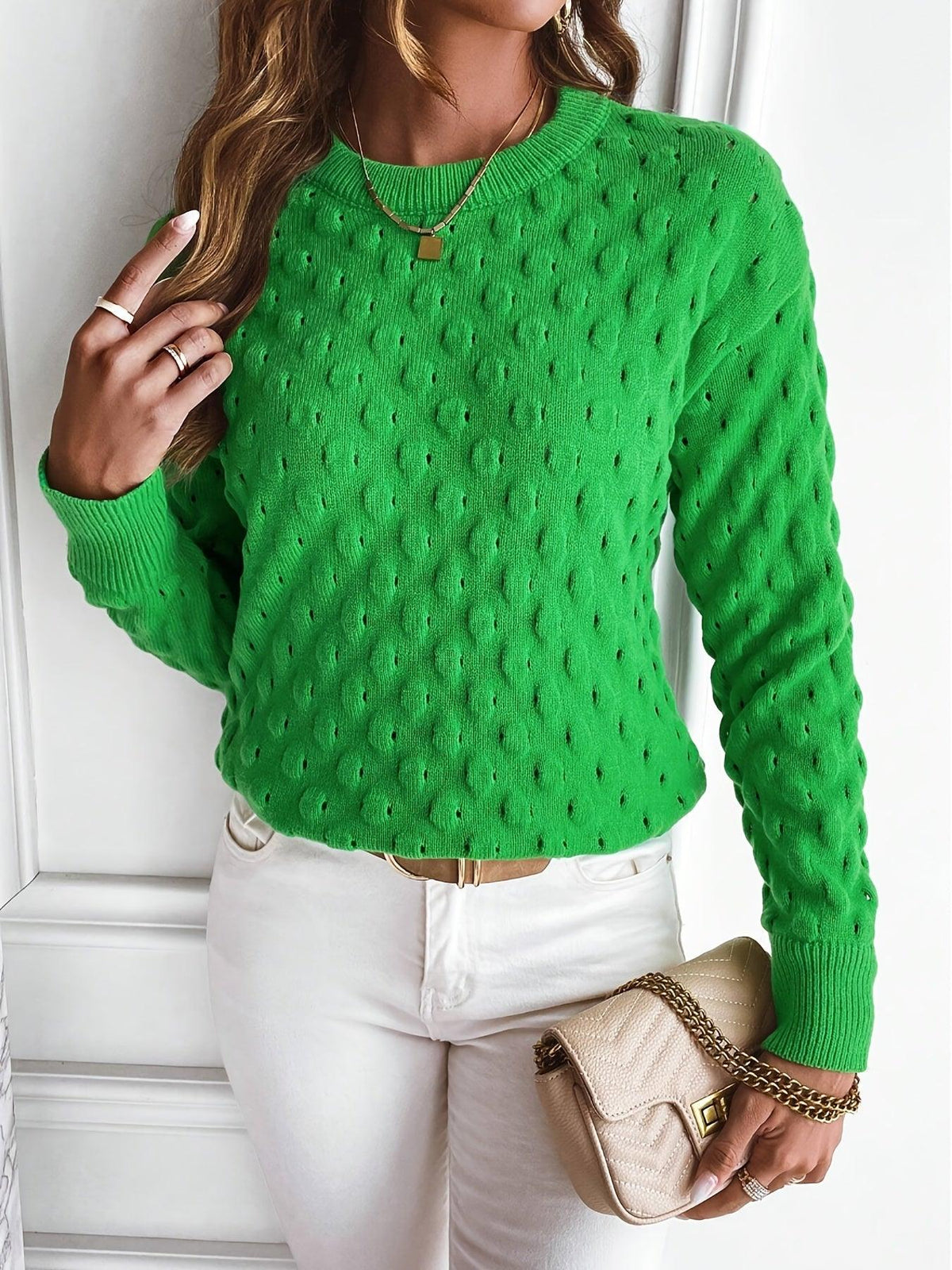 Aurelie - Women's Long Textured Sweater - photo 3