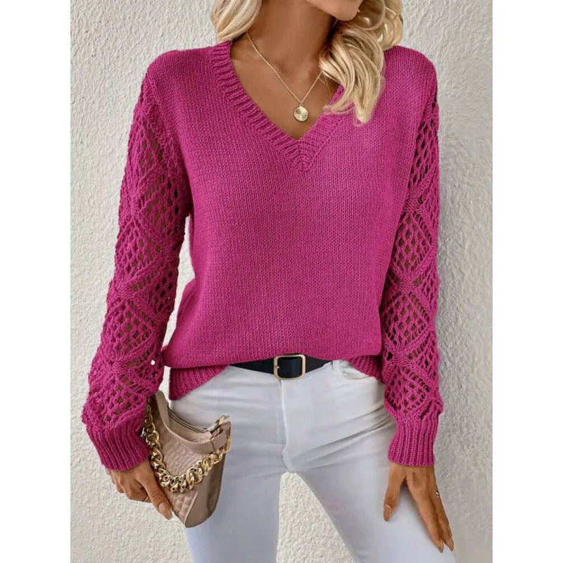 Zelda - Women's Knit V-Neck Sweater - photo 6