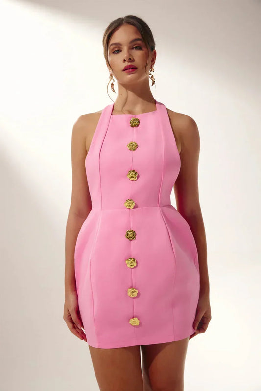 Kelsey - Women's Glamorous Halter Mini Dress Elegant Partywear Backless Design - photo 2